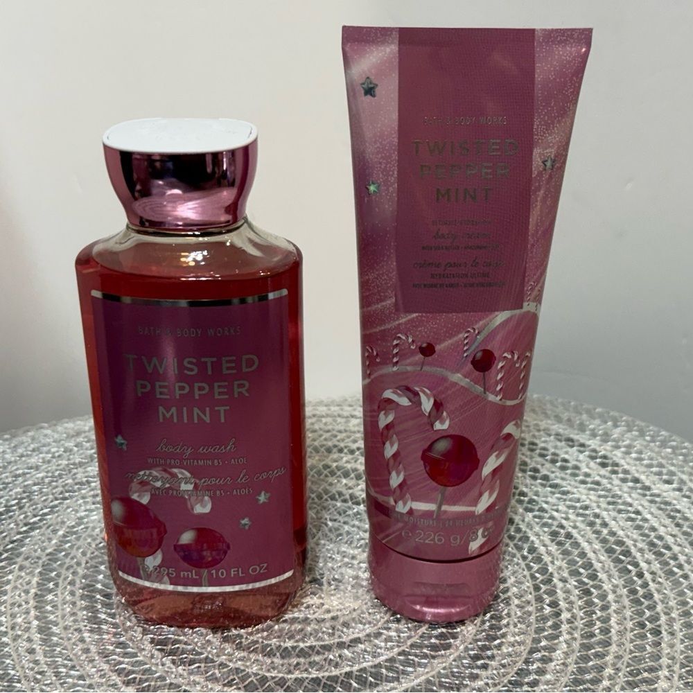 BBW Twisted Peppermint Body Cream and Body Wash Set of 2 NWT
